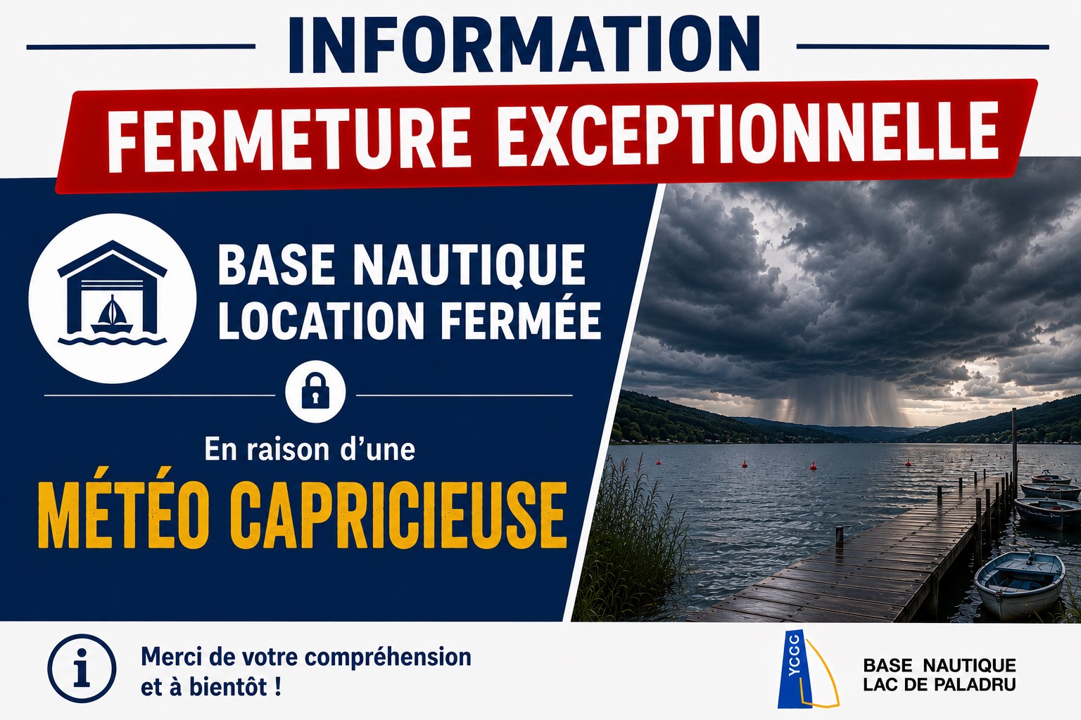 Base nautique fermée ce jour !